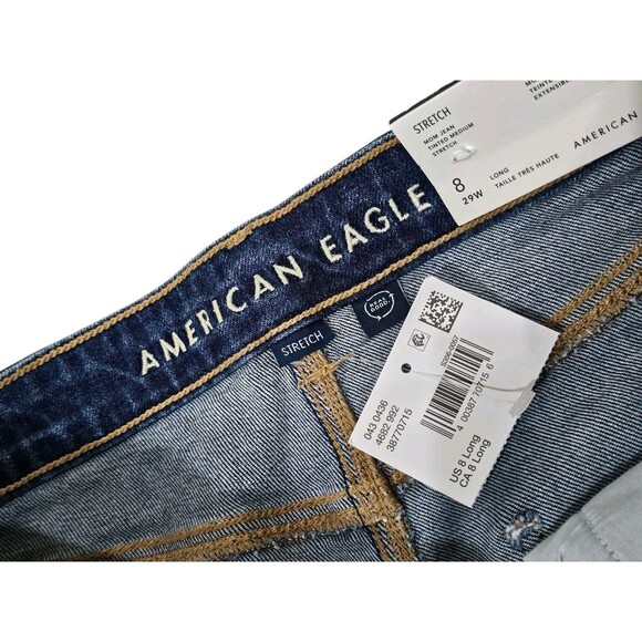 American Eagle Mom Jeans Super High Rise Womens 8 Long 29W Stretch Medium Wash - Picture 3 of 16